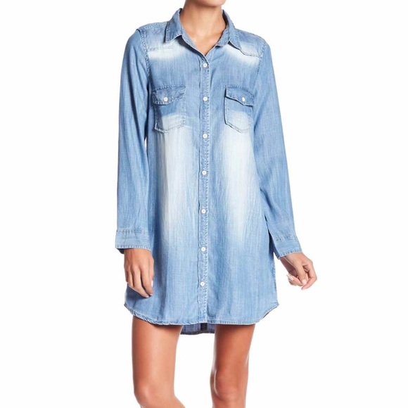 Papillon Blanc Dresses & Skirts - Papillon Washed Denim Shirt Dress